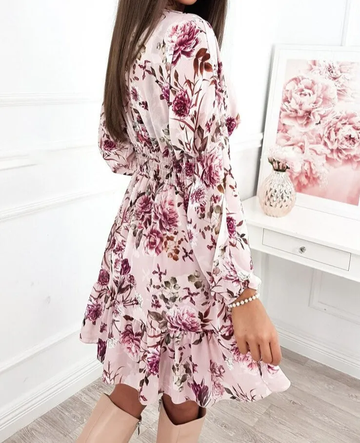 Robe Fleurie Vintage Rose Femme