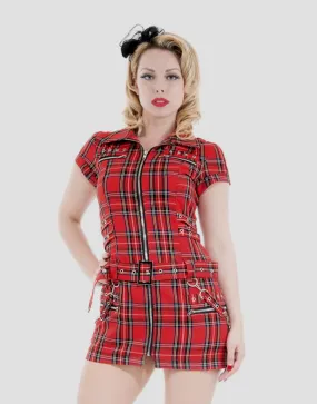 Robe punk tartan rouge H&R LONDON style bondage