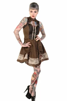 Robe steampunk rétro futuriste BANNED noire et marron