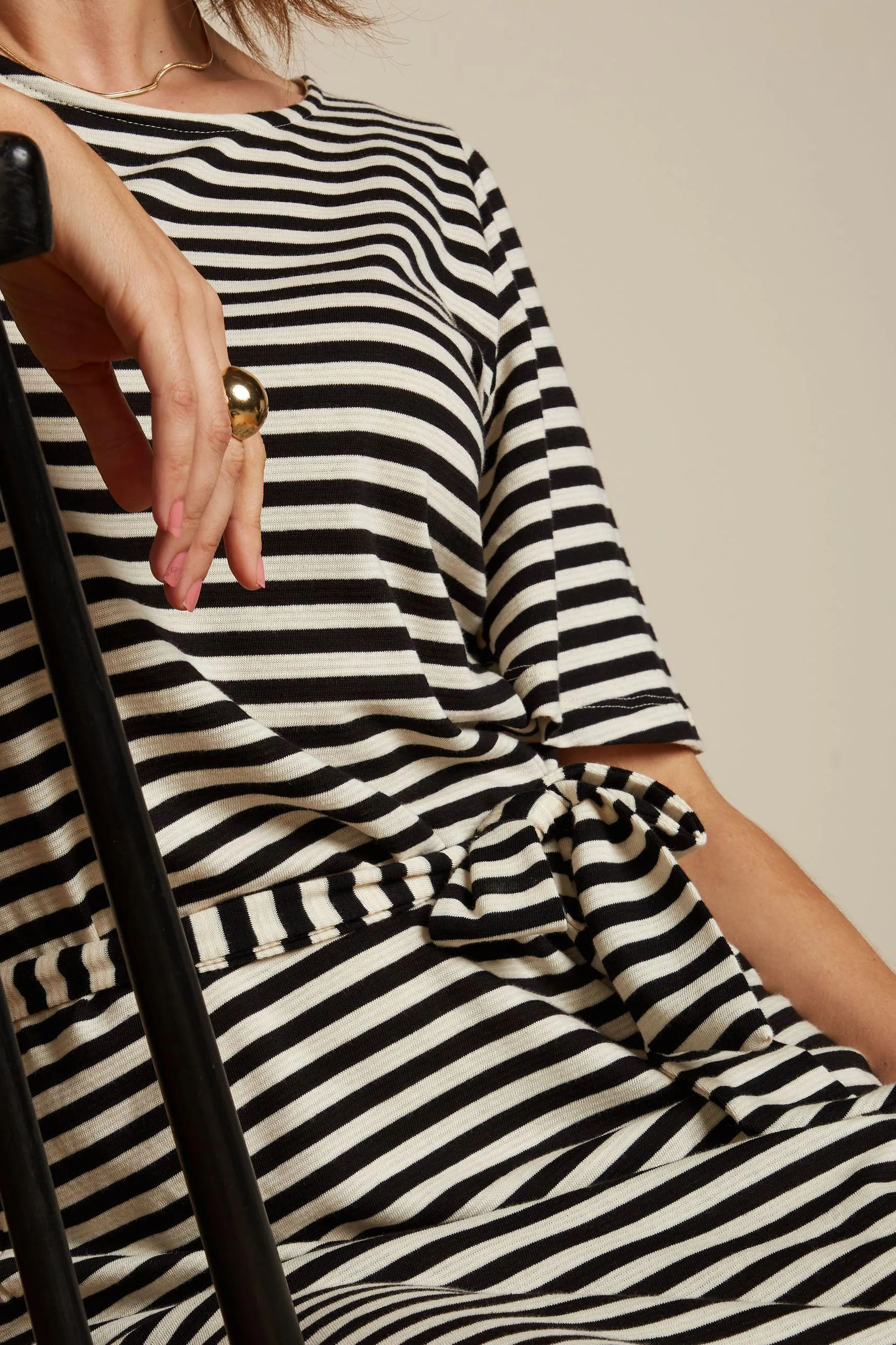 Robe Tunique Lizzy Chopito Stripe - Noir