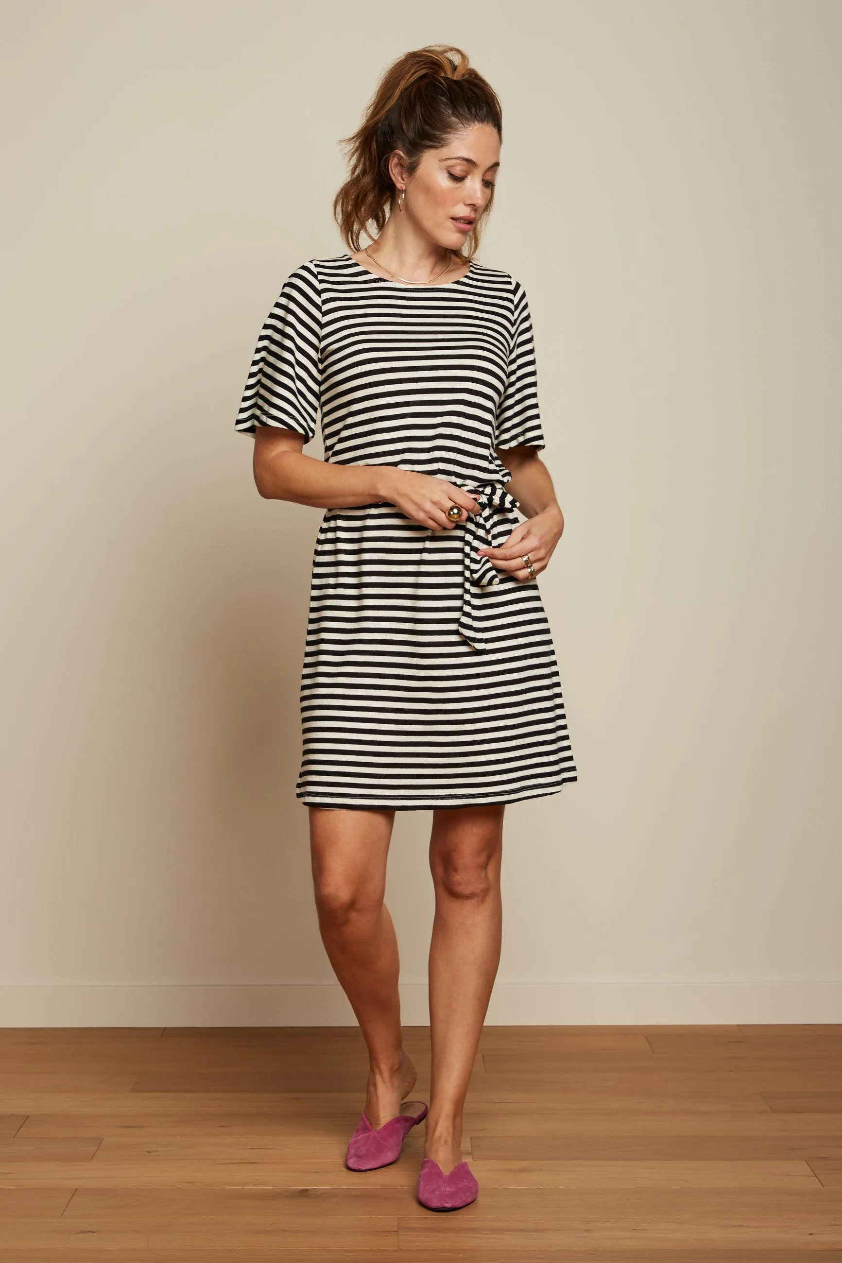 Robe Tunique Lizzy Chopito Stripe - Noir