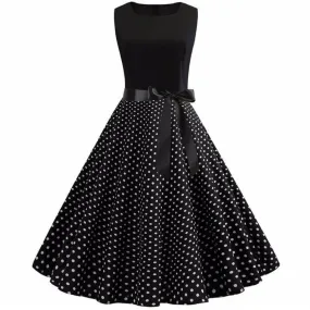 Robe vintage Noire à Pois Blanc à Petit Prix