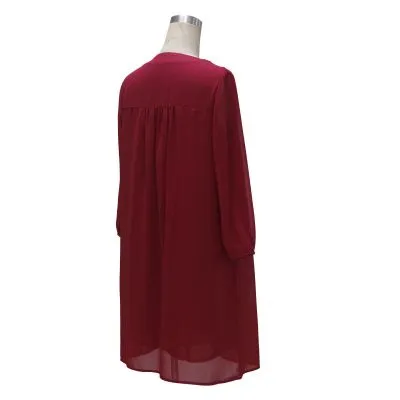 Robe été flottante pour femme manches longues décolleté