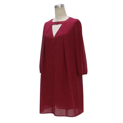 Robe été flottante pour femme manches longues décolleté