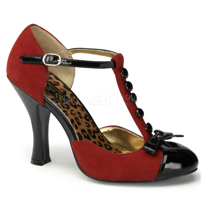 Rouge Suede 10 cm SMITTEN-10 Rockabilly escarpins à talons hauts