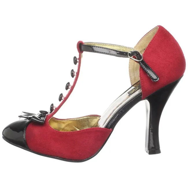 Rouge Suede 10 cm SMITTEN-10 Rockabilly escarpins à talons hauts