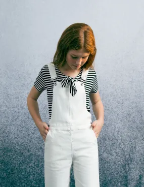 Salopette en jean blanc cassé upcyclé fille