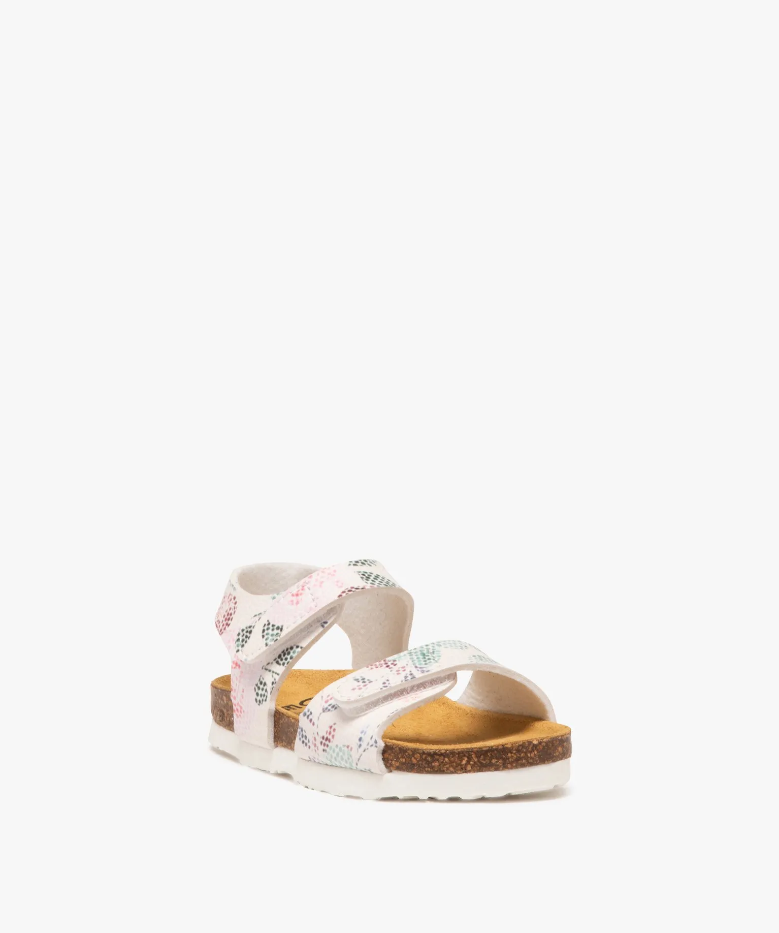 sandales bebe fille imprimees a double scratch blanc sandales et nu-pieds