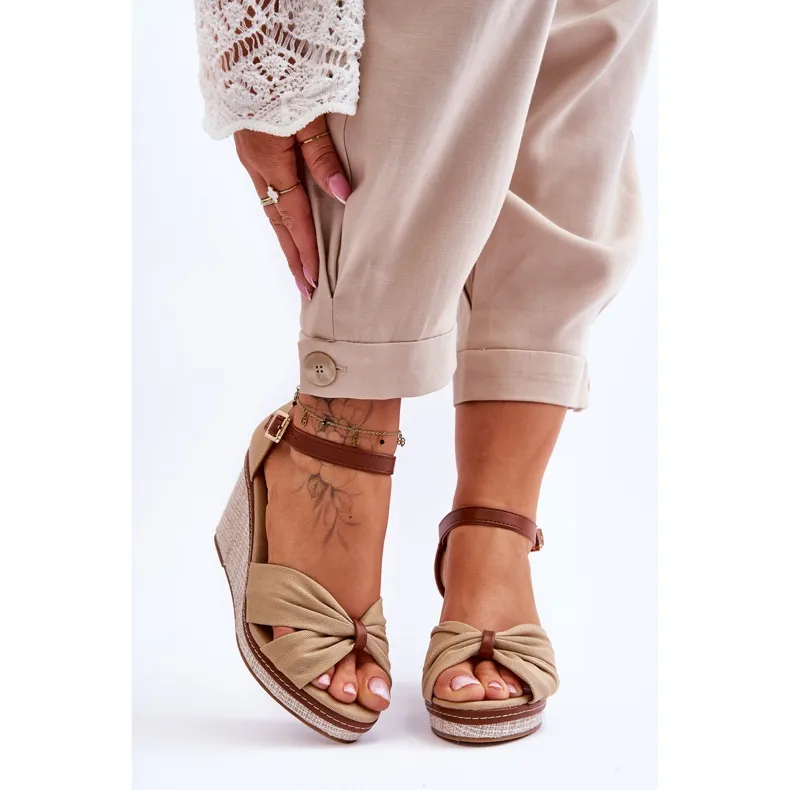 Sandales Compensées Femme Beige Daphné