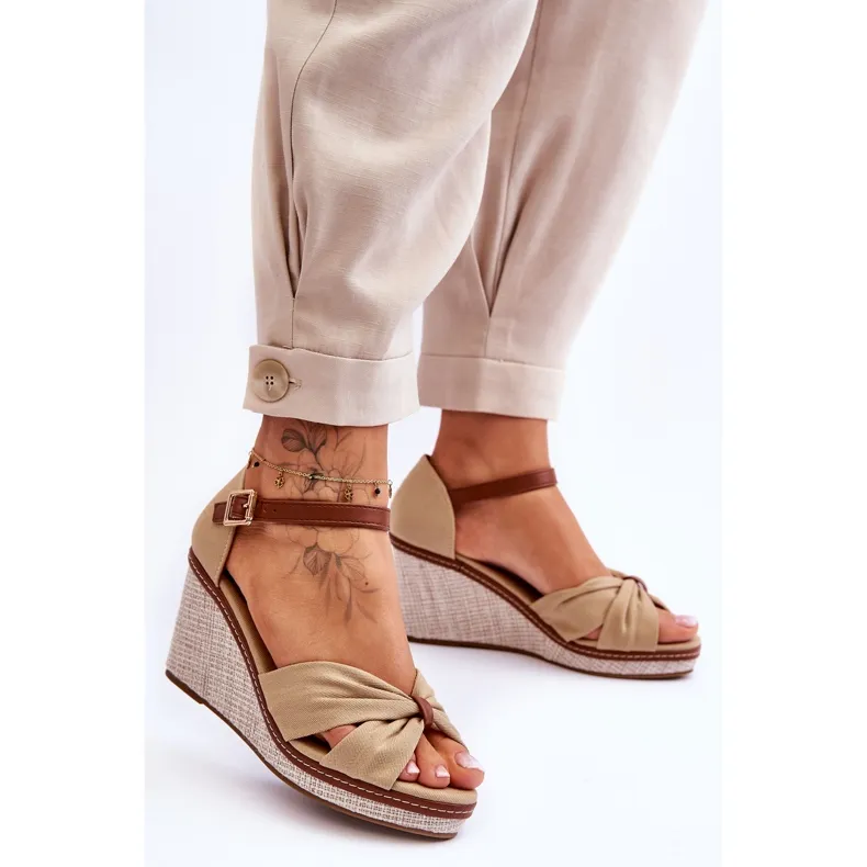 Sandales Compensées Femme Beige Daphné