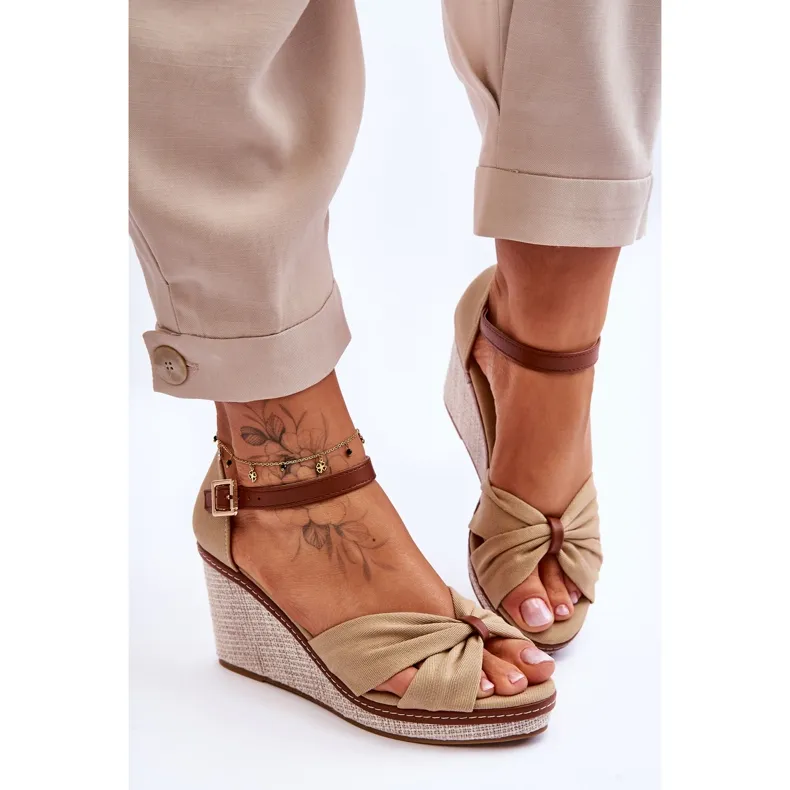 Sandales Compensées Femme Beige Daphné