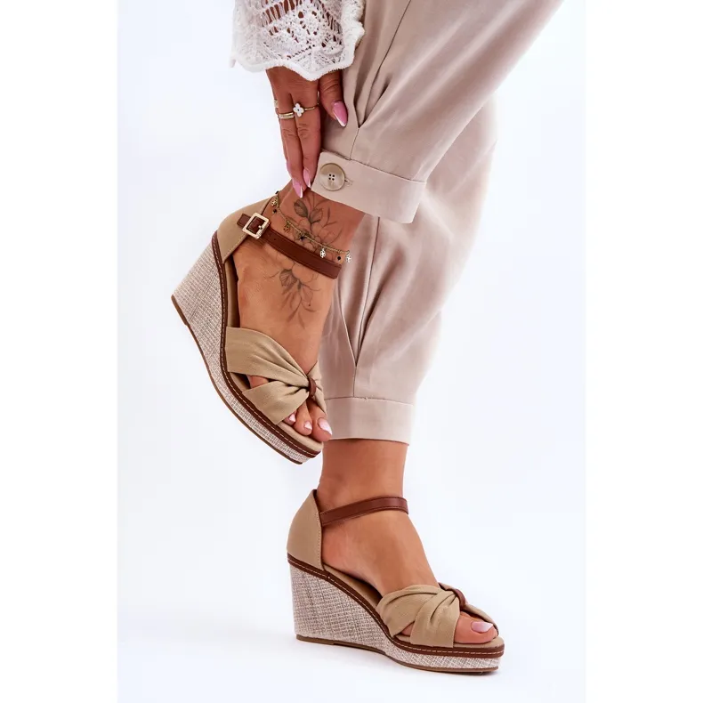 Sandales Compensées Femme Beige Daphné