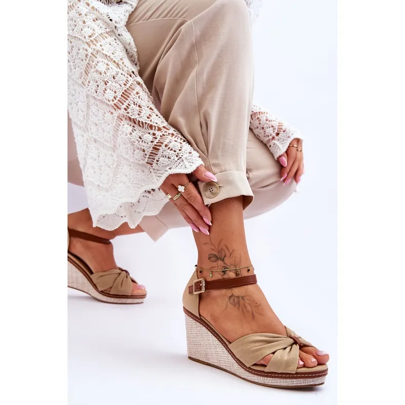 Sandales Compensées Femme Beige Daphné