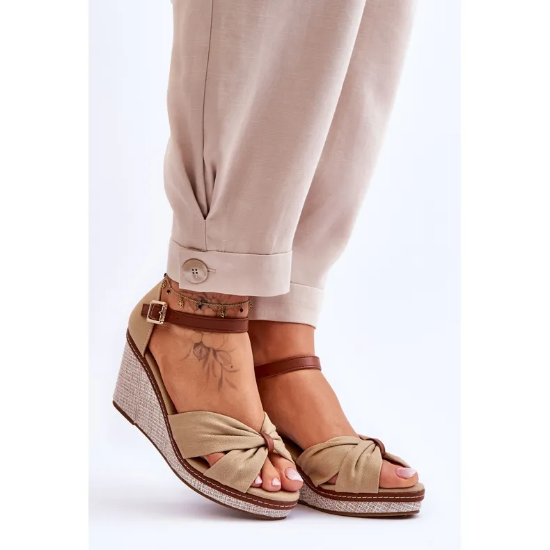 Sandales Compensées Femme Beige Daphné