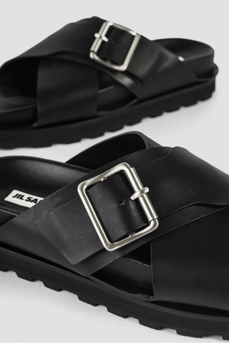 Sandales en cuir noir