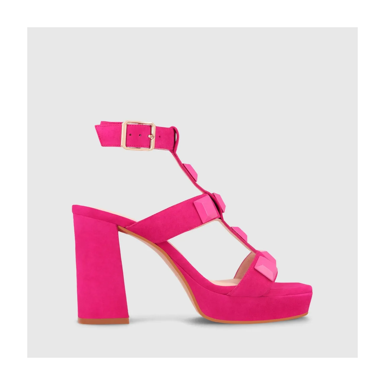 Sandales femme en daim de couleur fuchsia | LODI Chaussures pour femme en ligne.