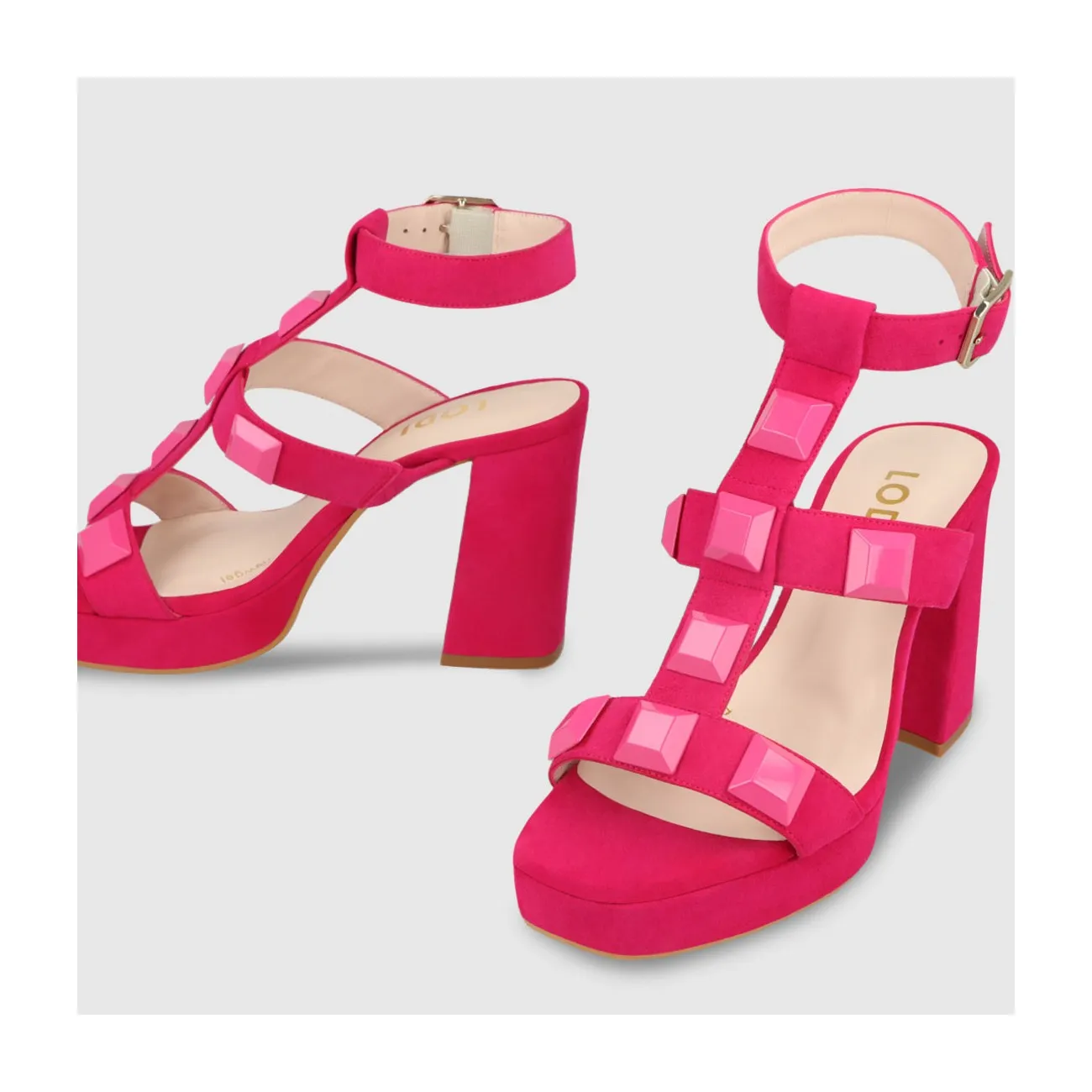 Sandales femme en daim de couleur fuchsia | LODI Chaussures pour femme en ligne.