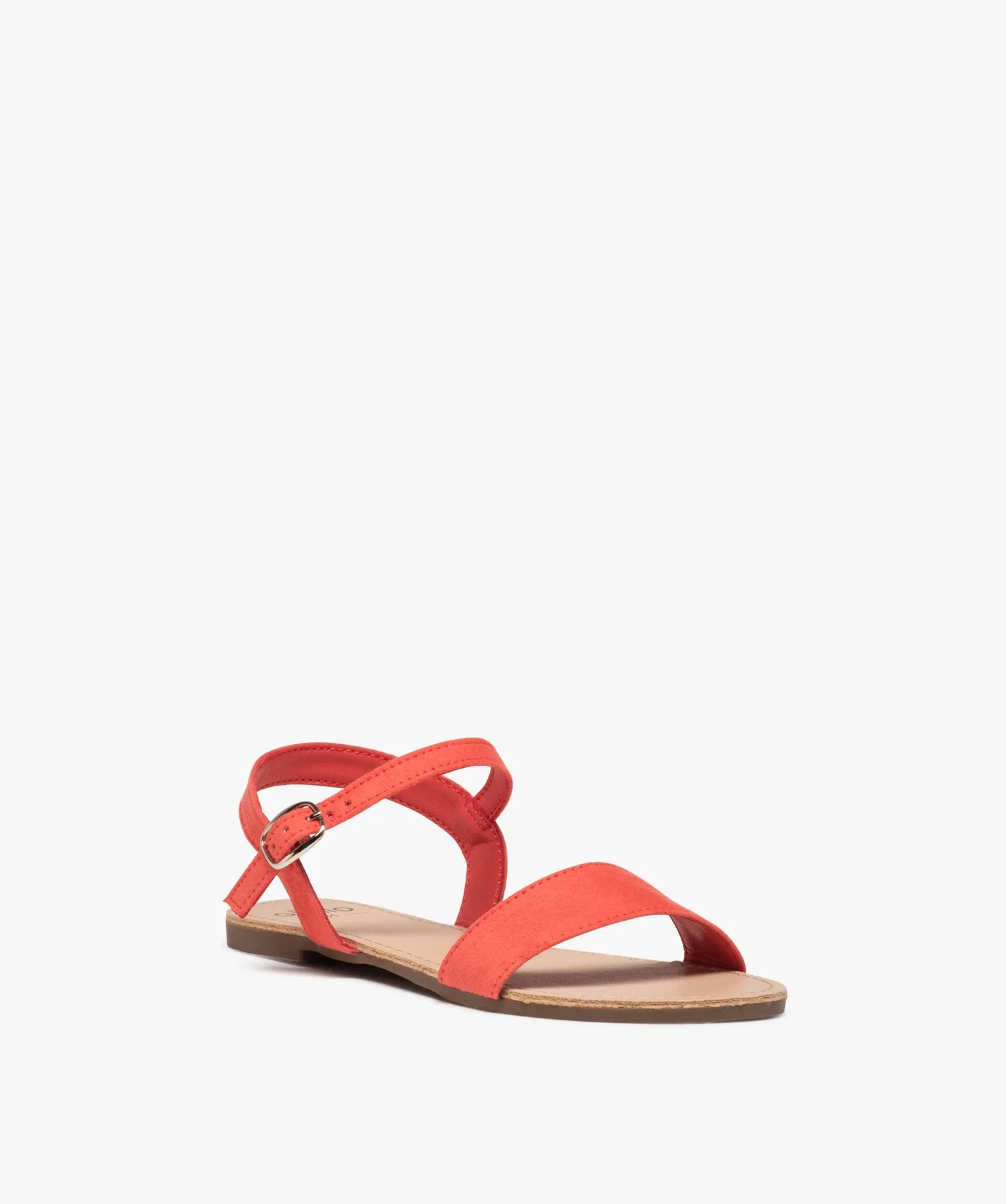 sandales fille a brides en suedine unie rose sandales et nu-pieds