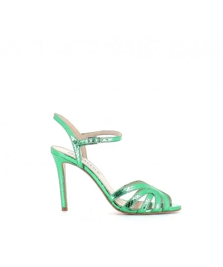 SANDALES LOULOU CUIR VERT EFFET SERPENT