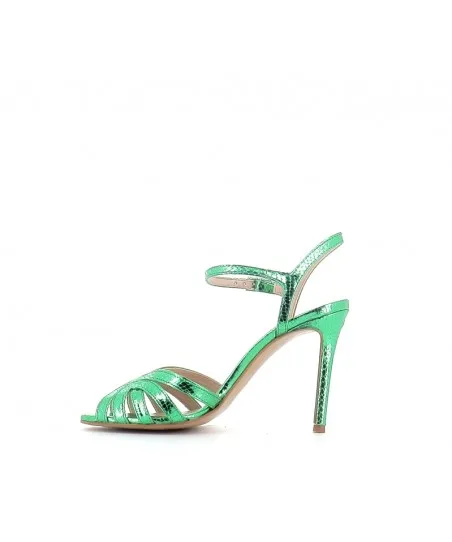 SANDALES LOULOU CUIR VERT EFFET SERPENT