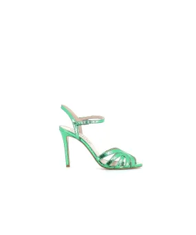 SANDALES LOULOU CUIR VERT EFFET SERPENT