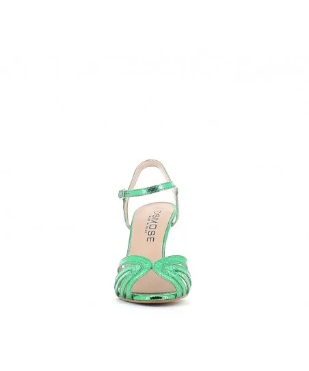 SANDALES LOULOU CUIR VERT EFFET SERPENT