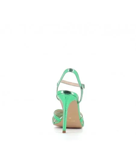 SANDALES LOULOU CUIR VERT EFFET SERPENT