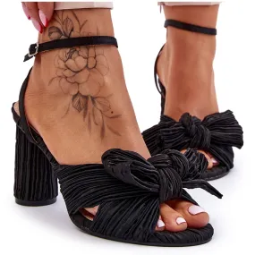 Sandales à la mode avec un nœud sur les talons Black Callum le noir