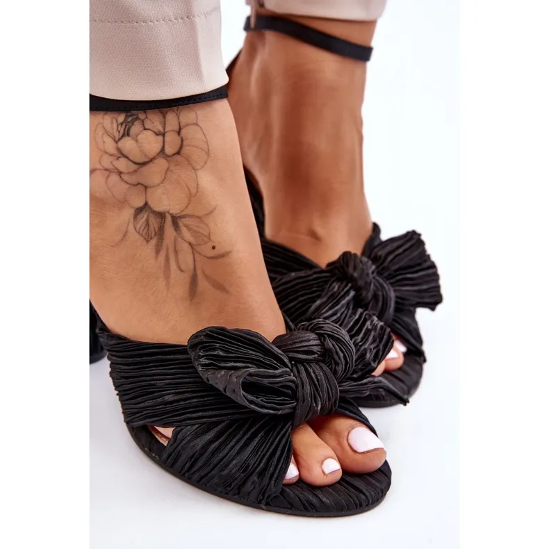 Sandales à la mode avec un nœud sur les talons Black Callum le noir