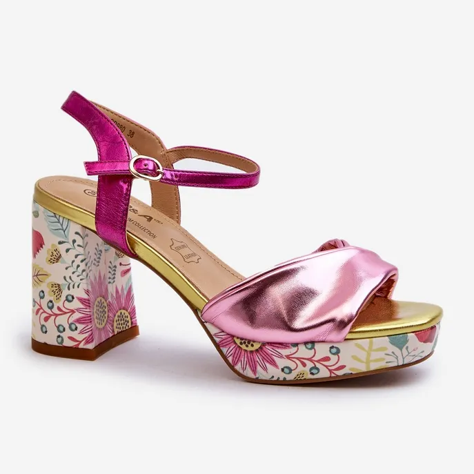 S.Barski Sandales florales à talons hauts pour femmes D&amp;A CR980 Rose