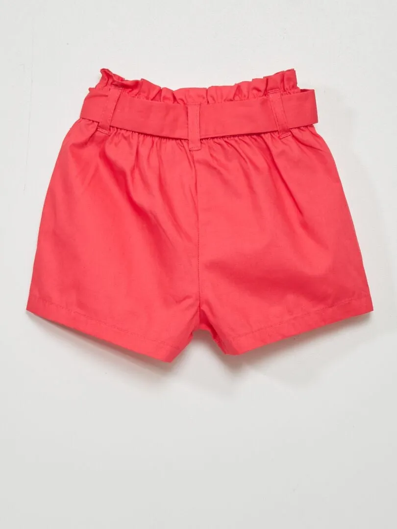 Short en popeline - rose azalée