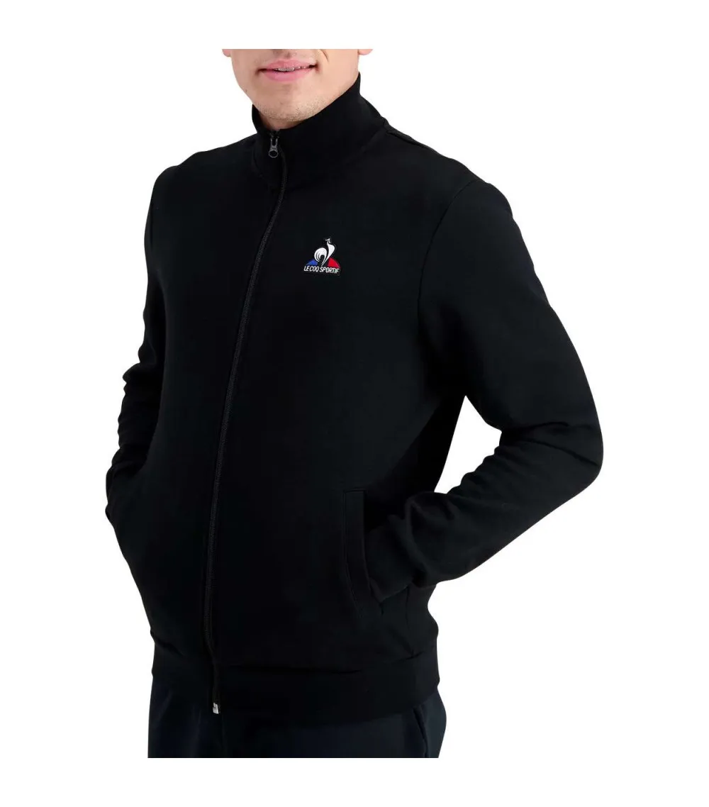 Sweat Coq Sportif coton mélangé avec manches longues et col montant  noir