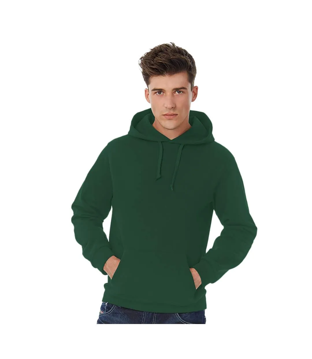 Sweat à capuche adulte unisexe vert bouteille B&C