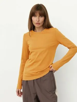 T-shirt en pur coton à manches longues et col rond  pour femme 