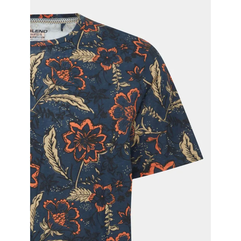 T-shirt floral bleu marine homme - Blend | wimod