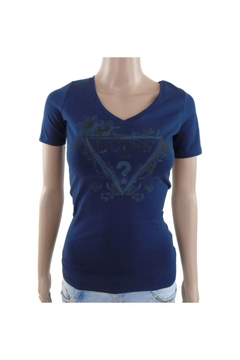 T shirt Guess manches courtes Femme W63I47 Bleu marine