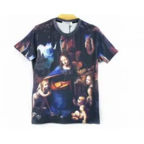 T shirt La Vierge aux Rochers Da Vinci Religion Slim  Imprimé