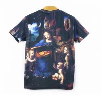 T shirt La Vierge aux Rochers Da Vinci Religion Slim  Imprimé