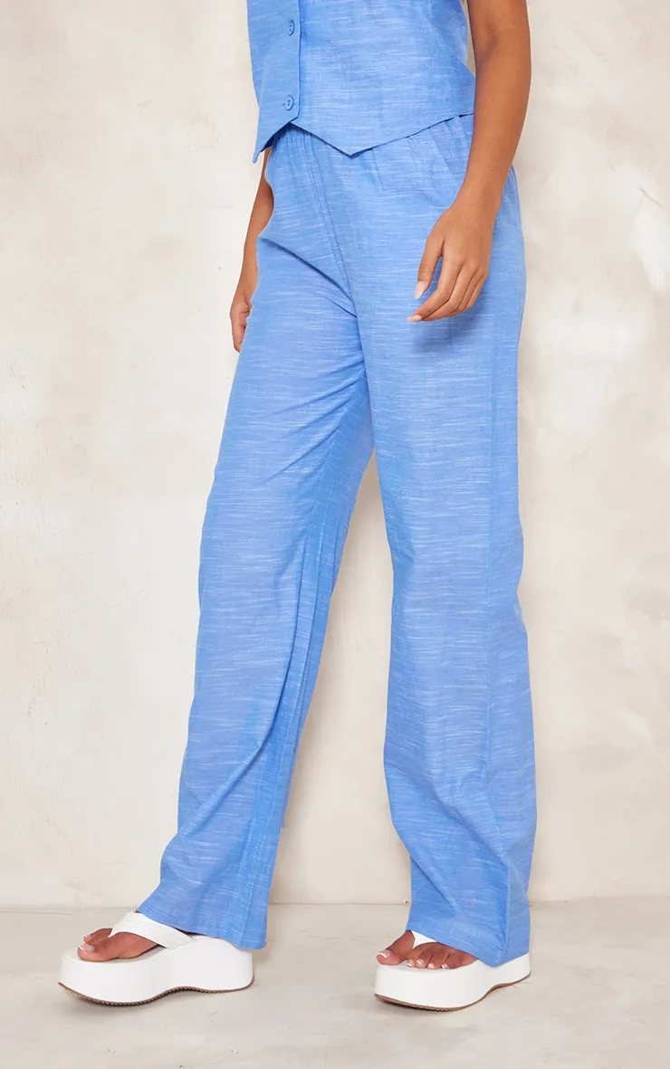 Tall Pantalon large effet lin bleu