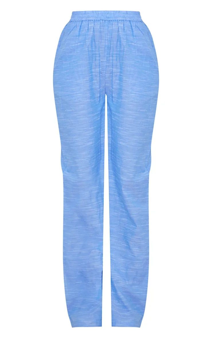 Tall Pantalon large effet lin bleu