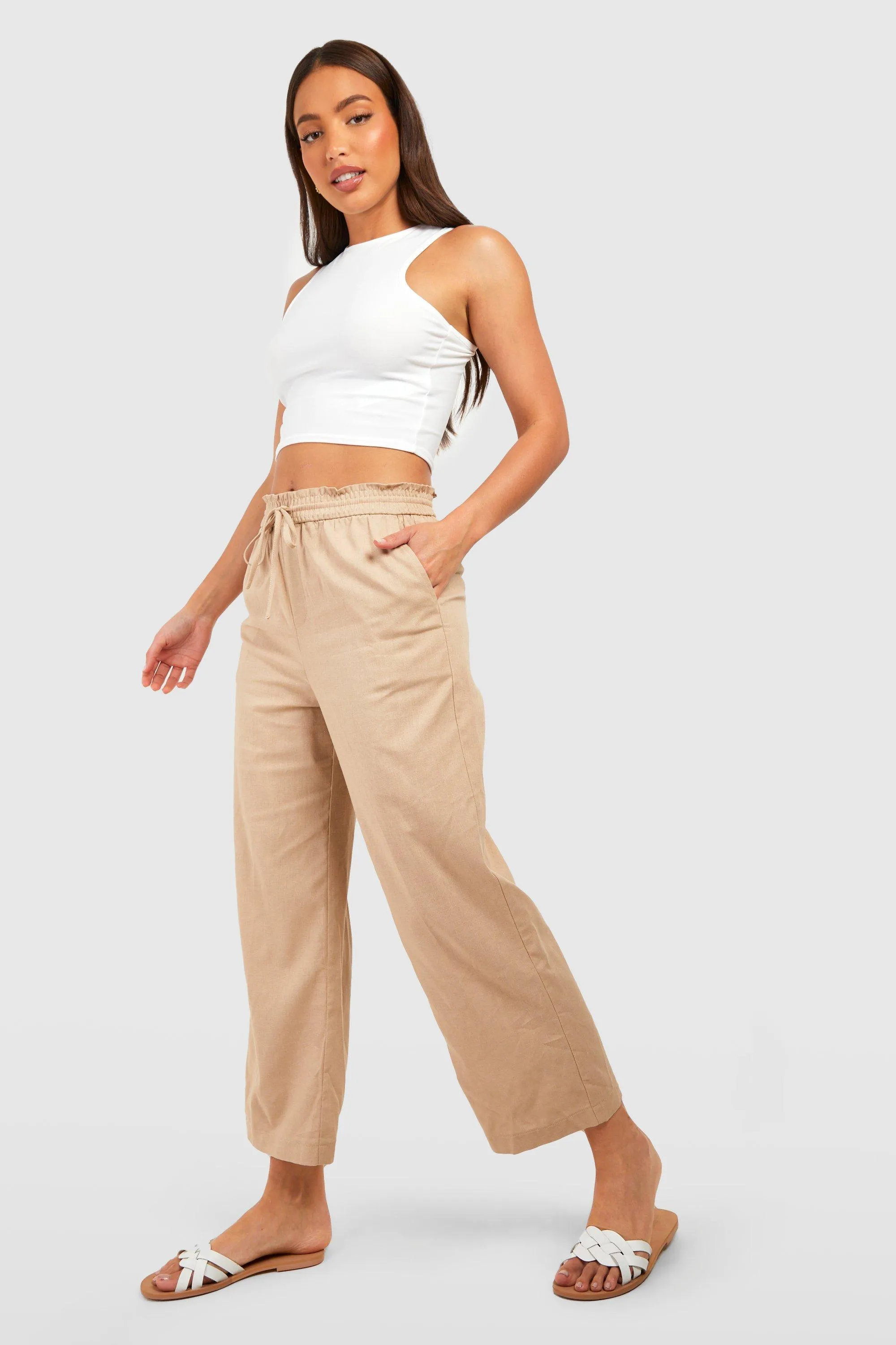 Tall - Pantalon large taille haute en lin