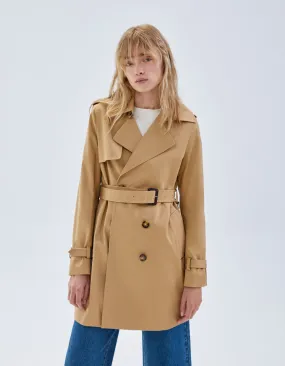 Trench beige mi-long ceinturé Femme