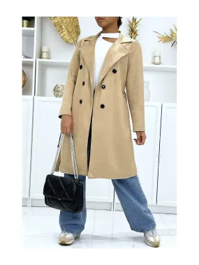 Trench camel en suédine très chic pour femme