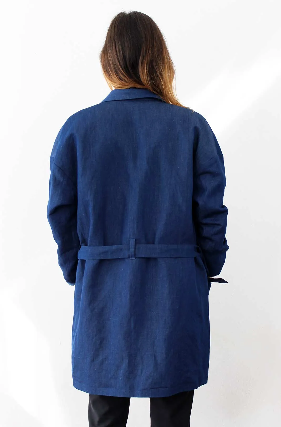 Trench fluide femme bleu en coton Alice