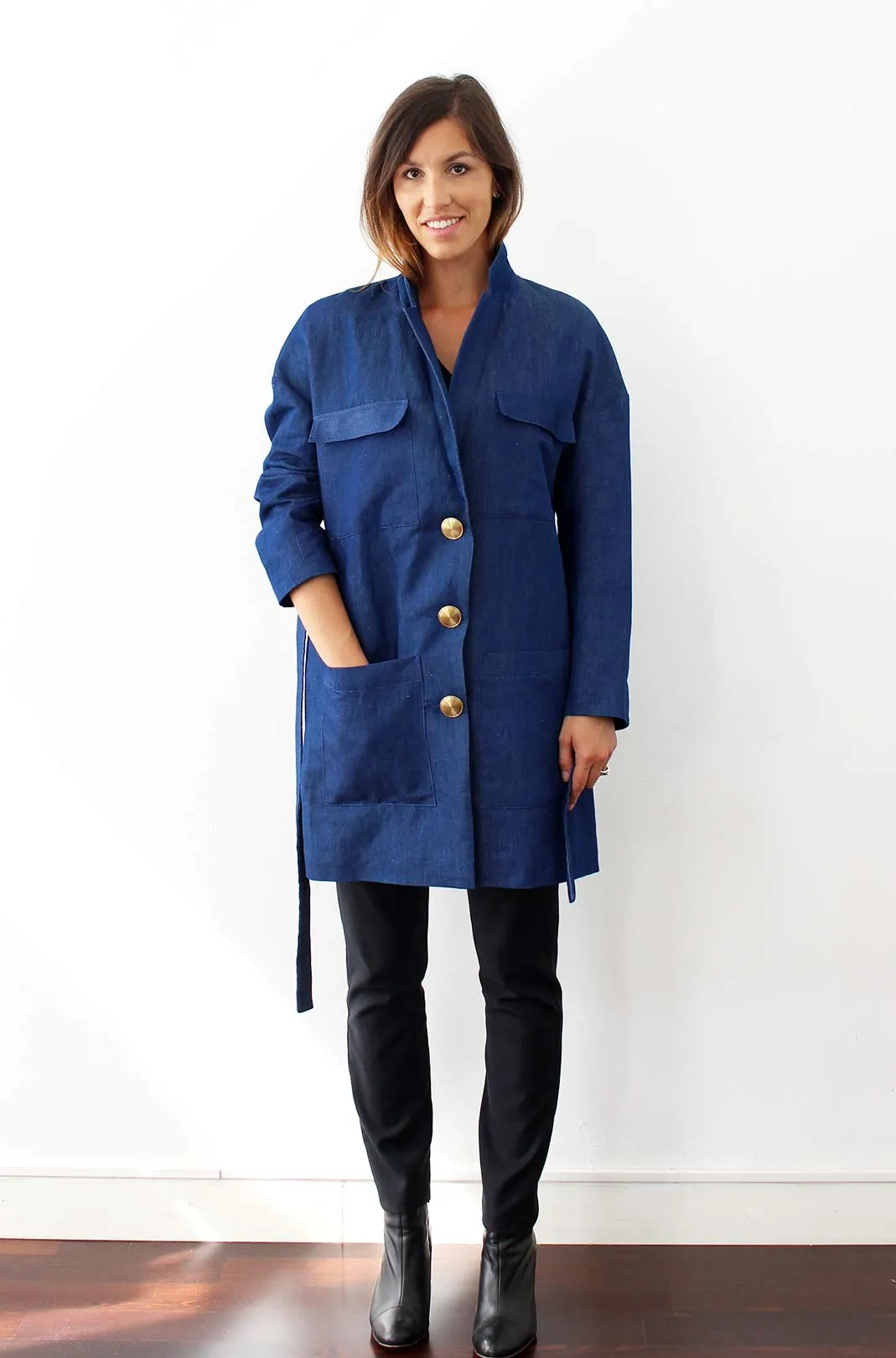 Trench fluide femme bleu en coton Alice