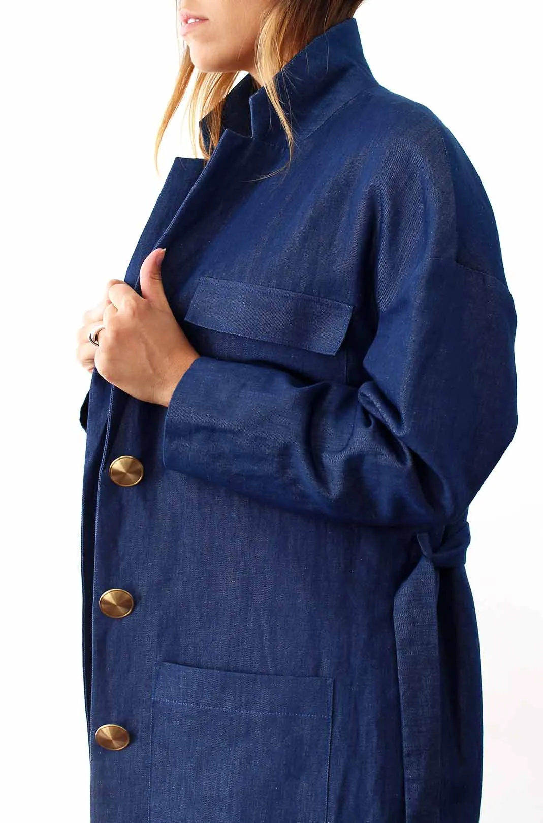 Trench fluide femme bleu en coton Alice