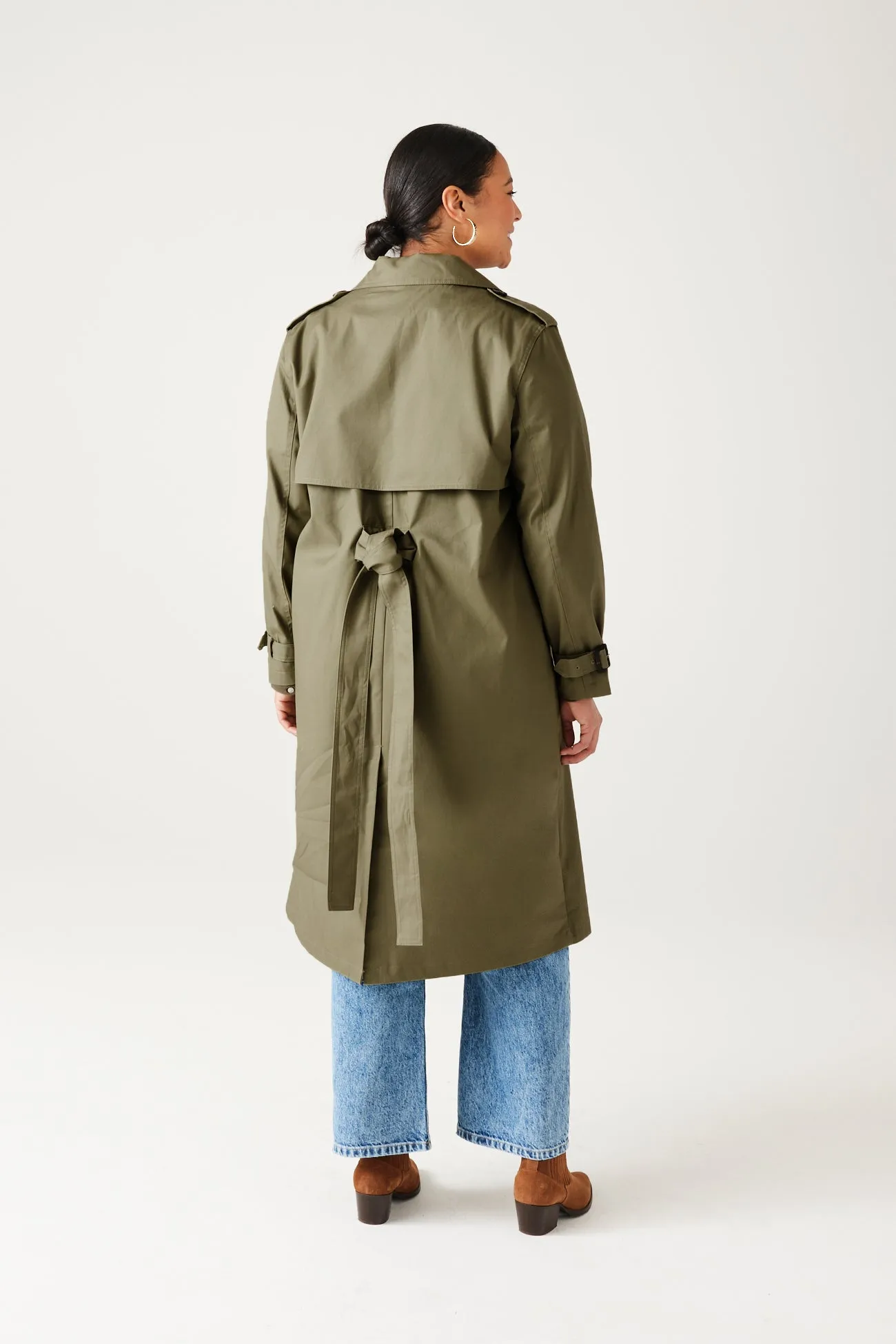 Trench long en gabardine Femme - Vert