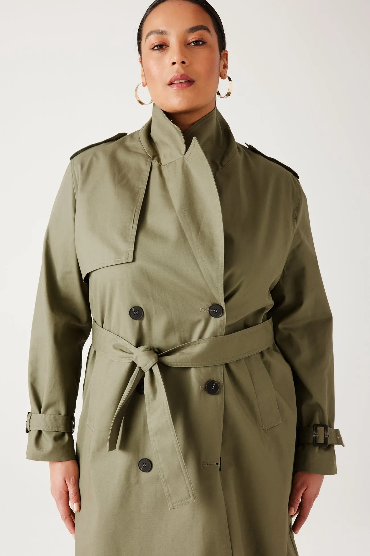 Trench long en gabardine Femme - Vert