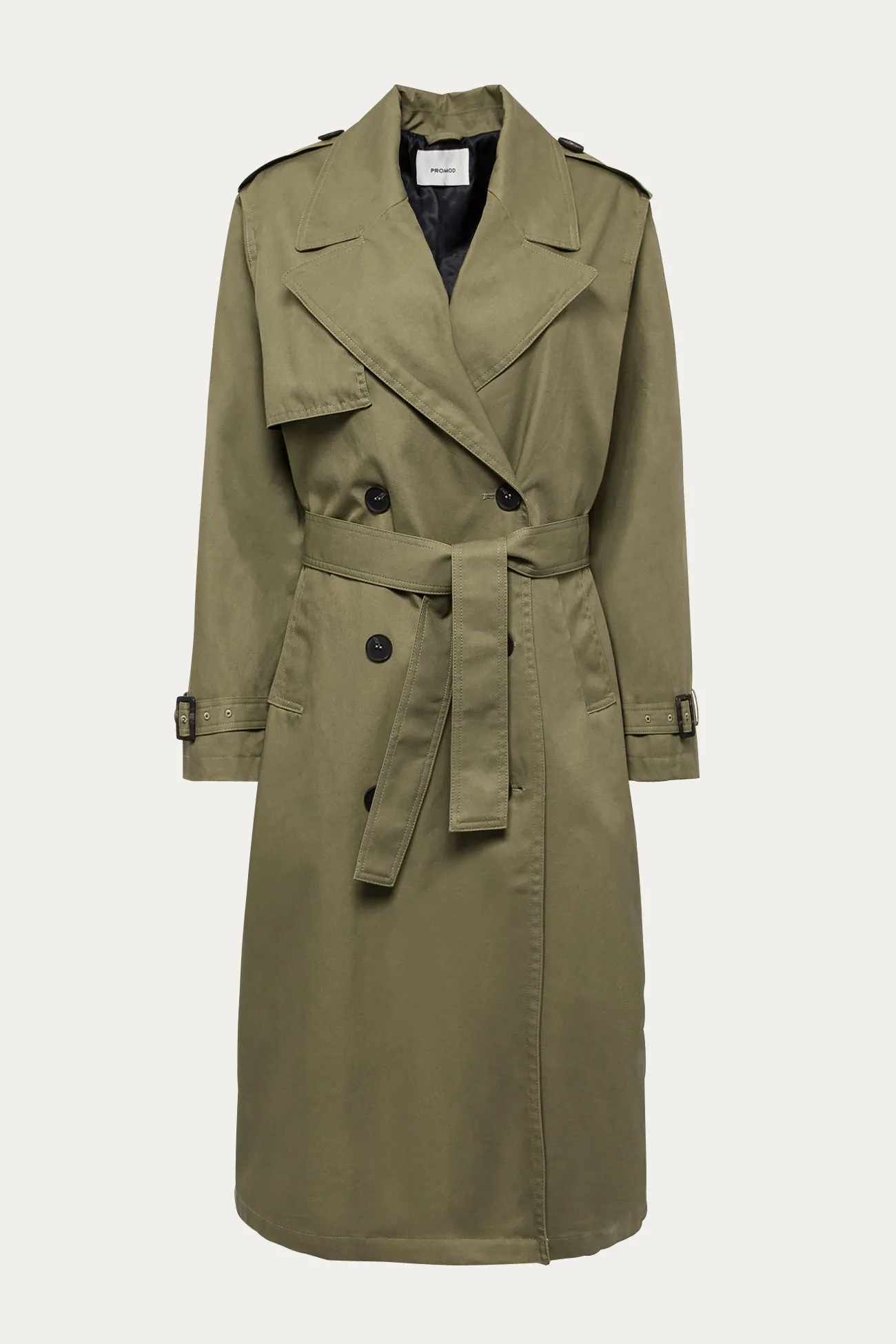 Trench long en gabardine Femme - Vert