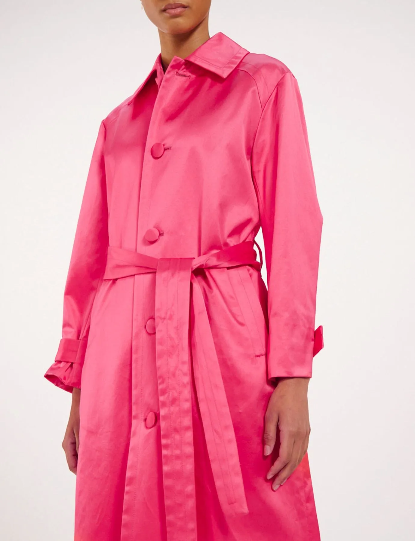 Trench long Esme satin rose